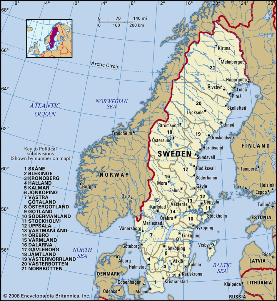 خريطة السويد