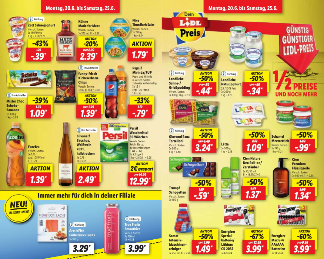 عروض متاجر ليدل Lidl في ألمانيا على كافة المواد الغذائيه