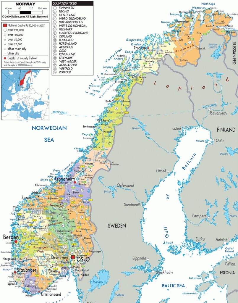 معلومات غريبة عن دولة النرويج- خريطة النرويج 