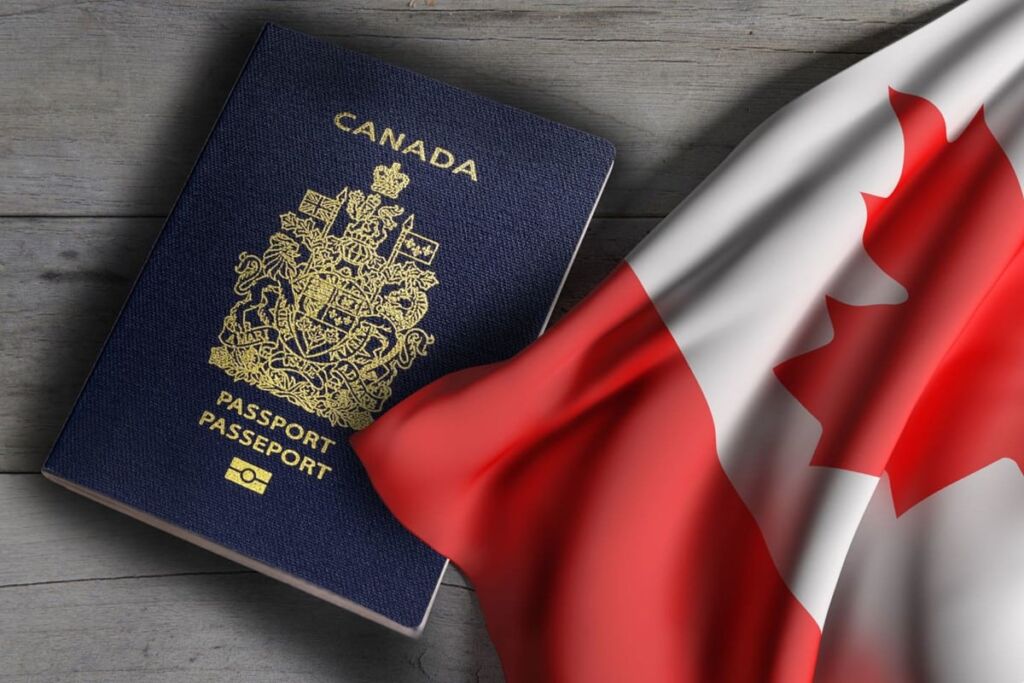 العلم الكندي وجواز السفر الكندي - الهجرة العائلية إلى كندا