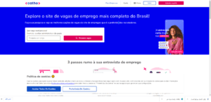 لقطة شاشة- واجهة موقع Catho لفرص عمل في البرازيل