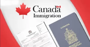 أشيرة كندا و بجانبها جواز سفر لدخول كندا بموجب التأشيرة