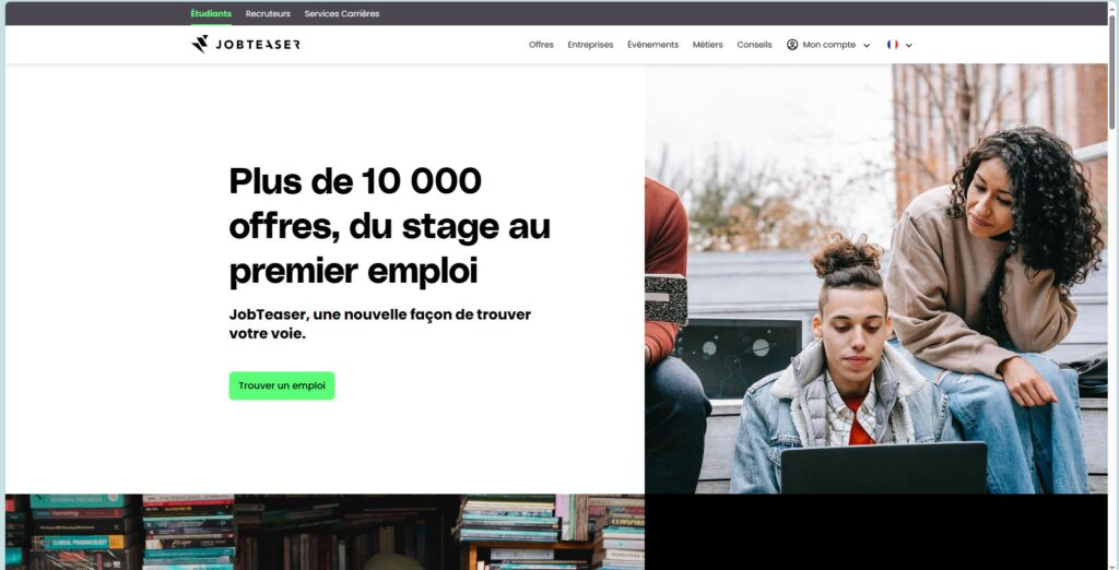واجهة موقع JobTeaser للبحث عن عمل في فرنسا