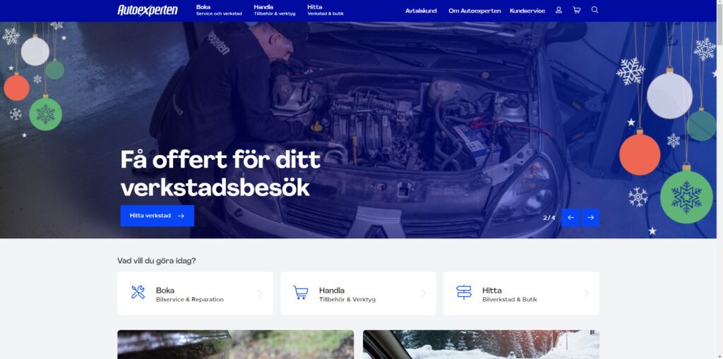 واجهة موقع Autoexperten في السويد