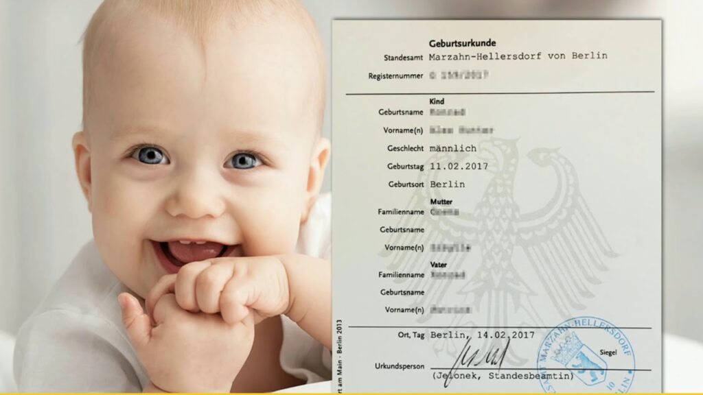 قيد طفل حديث الولادة تم تسجيله في ألمانيا