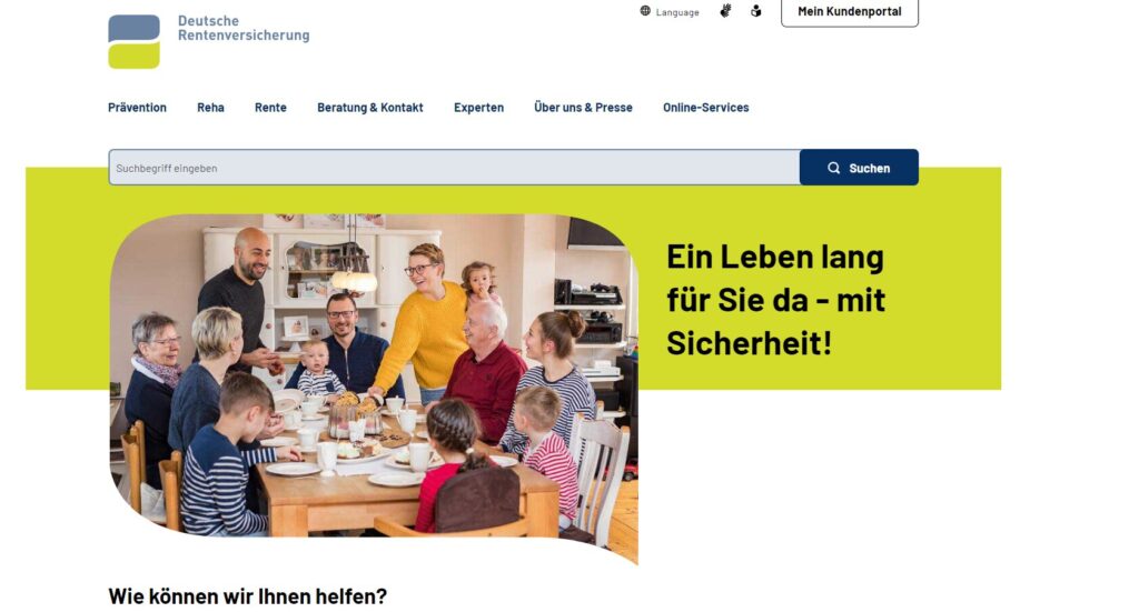 لقطة شاشة لواجهة موقع خدمات التقاعد والإجازات في ألمانيا