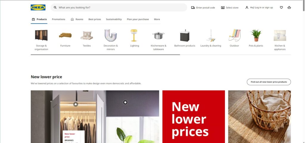 لقطة شاشة- واجهة الموقع الالكتروني لمتجر ايكيا IKEA للمنتجات الإلكترونية والكهربائية في البرتغال 